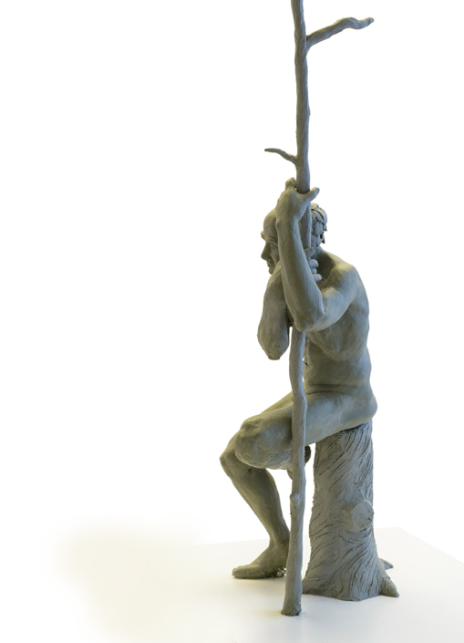 Seated Old Man clay sculpture