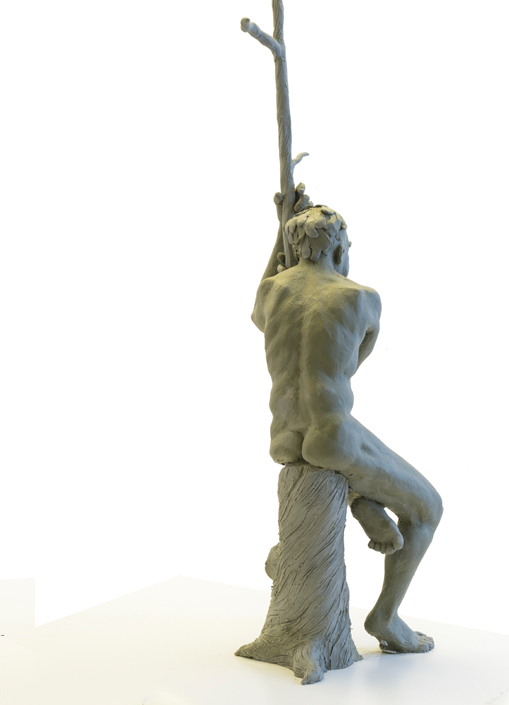 Seated Old Man clay sculpture