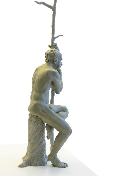 Seated Old Man clay sculpture